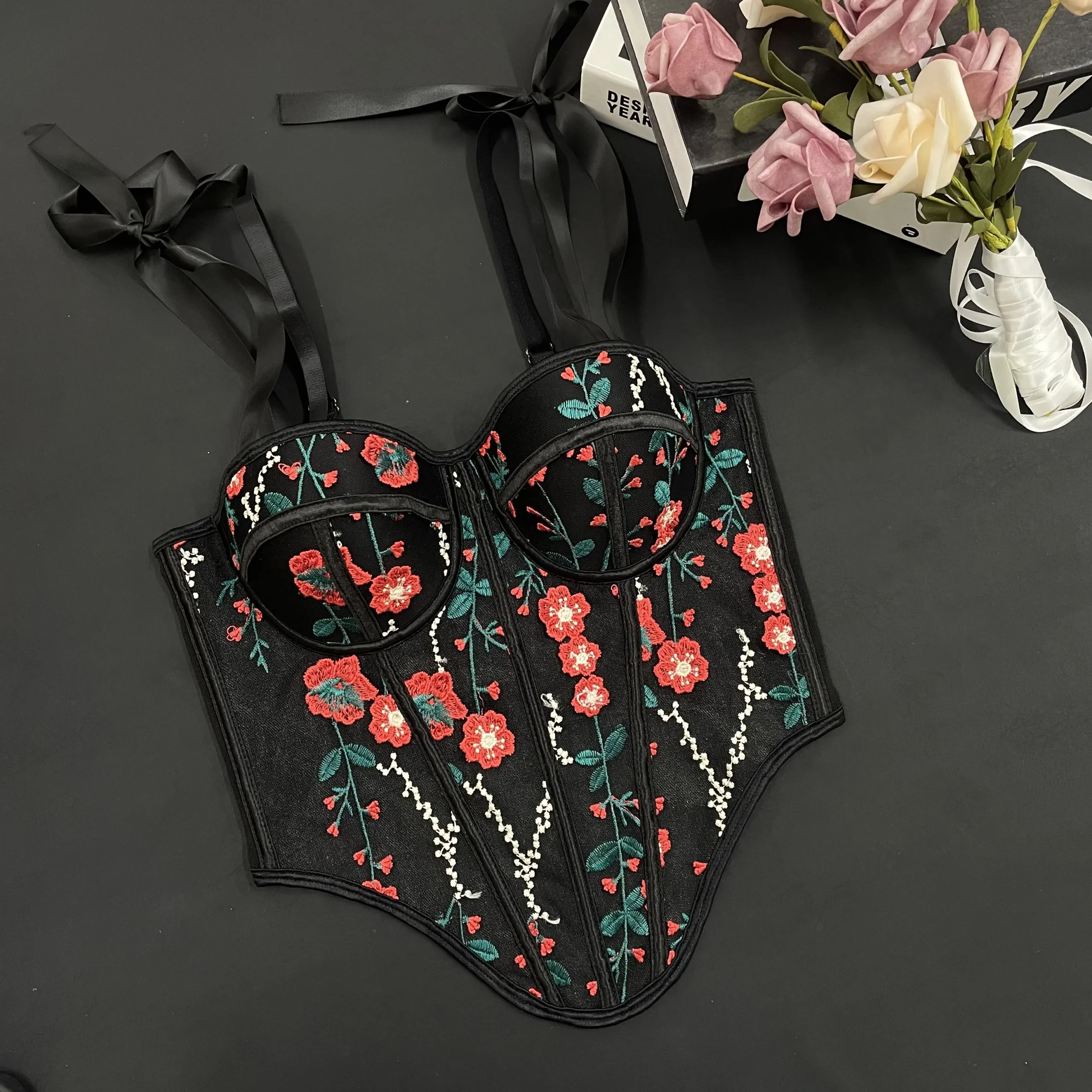 Embroidered Floral Corset